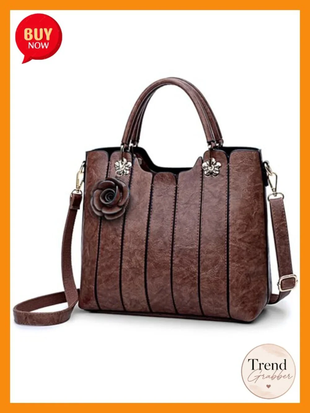 Medium Vegan Leather Satchel Tote 3-Way Bag Crossbody Shoulder